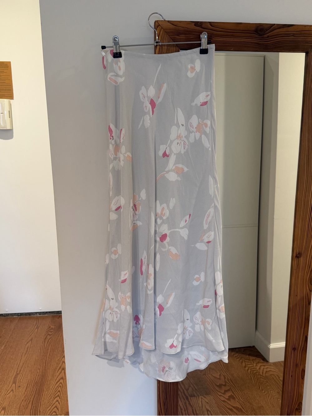 Cotton Candy Light Gray Floral Maxi Skirt with Pink Accents and matching top